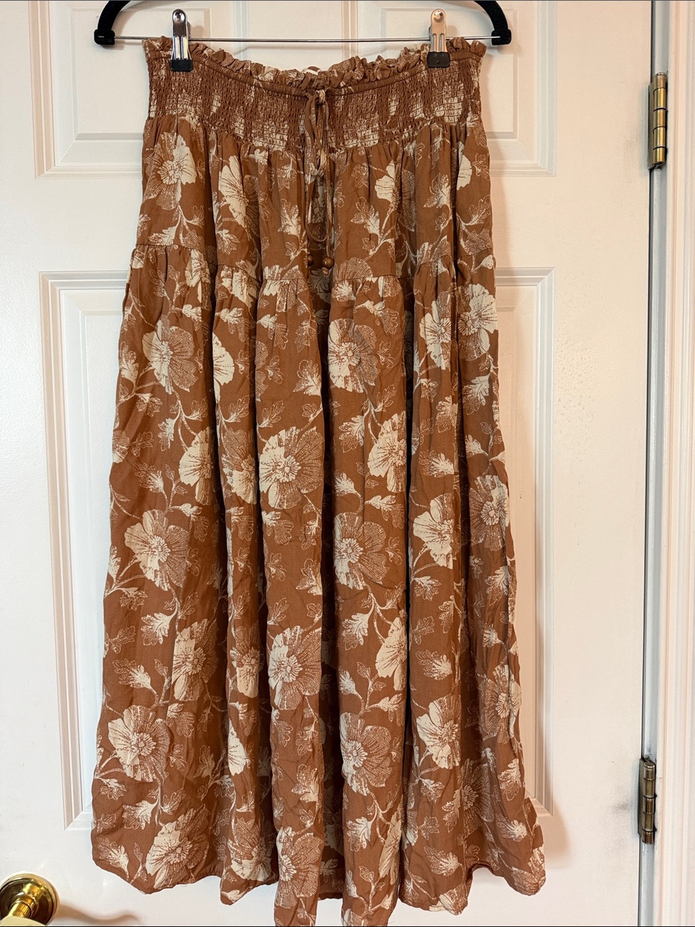 Cotton flowy maxi length skirt
